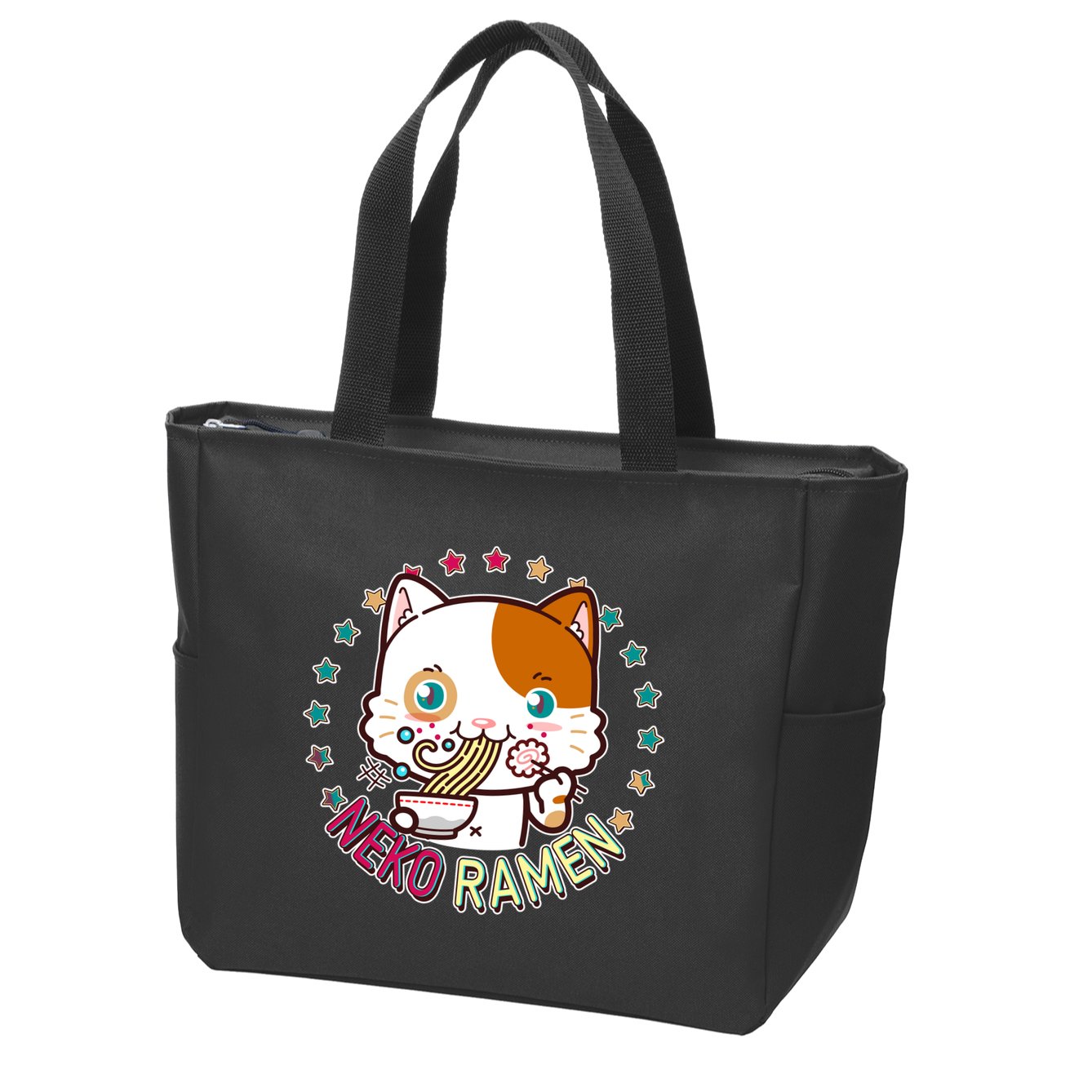 Neko Ramen Noodle Cat Zip Tote Bag