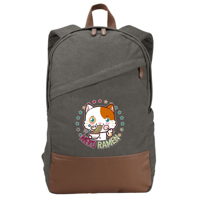 Neko Ramen Noodle Cat Cotton Canvas Backpack