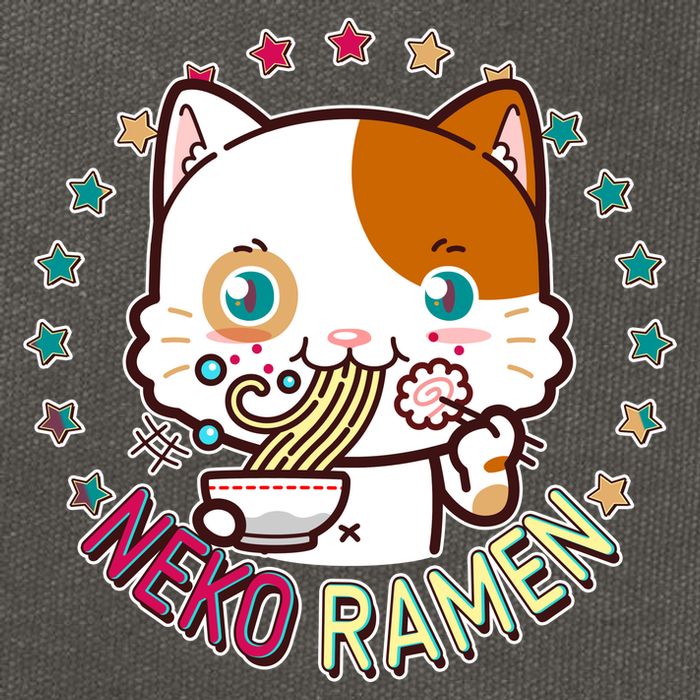 Neko Ramen Noodle Cat Cotton Canvas Backpack