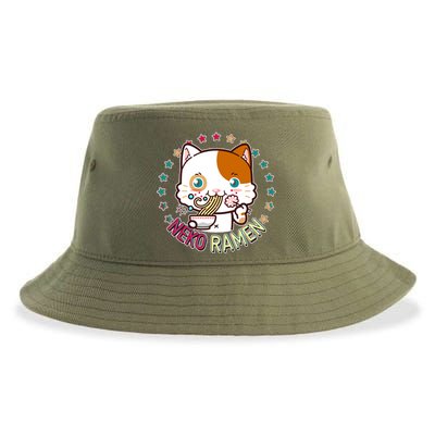 Neko Ramen Noodle Cat Sustainable Bucket Hat