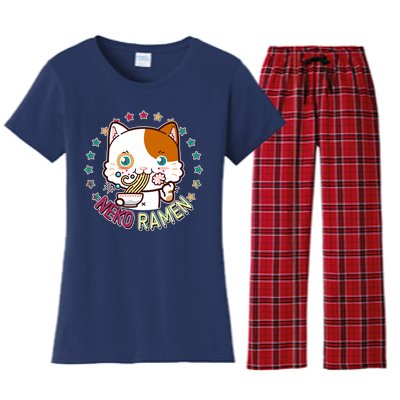 Neko Ramen Noodle Cat Women's Flannel Pajama Set