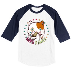 Neko Ramen Noodle Cat Baseball Sleeve Shirt