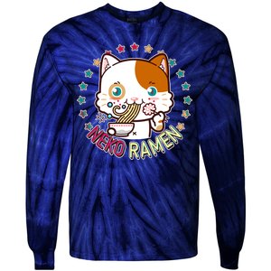 Neko Ramen Noodle Cat Tie-Dye Long Sleeve Shirt