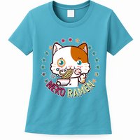Neko Ramen Noodle Cat Womens T-Shirt