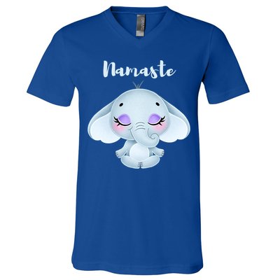 Namaste Elephant Lotus Yoga Pose For Yoga Teacher Cute Gift V-Neck T-Shirt