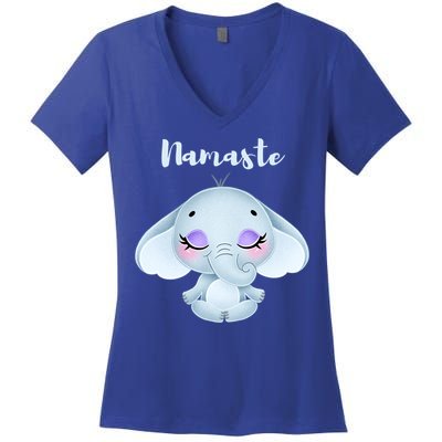 Namaste Elephant Lotus Yoga Pose For Yoga Teacher Cute Gift Women's V-Neck T-Shirt