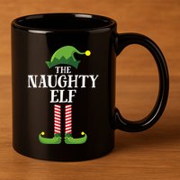 Naughty Elf Matching Family Group Christmas Party Pyjamas 11oz C Handle Ceramic Mug