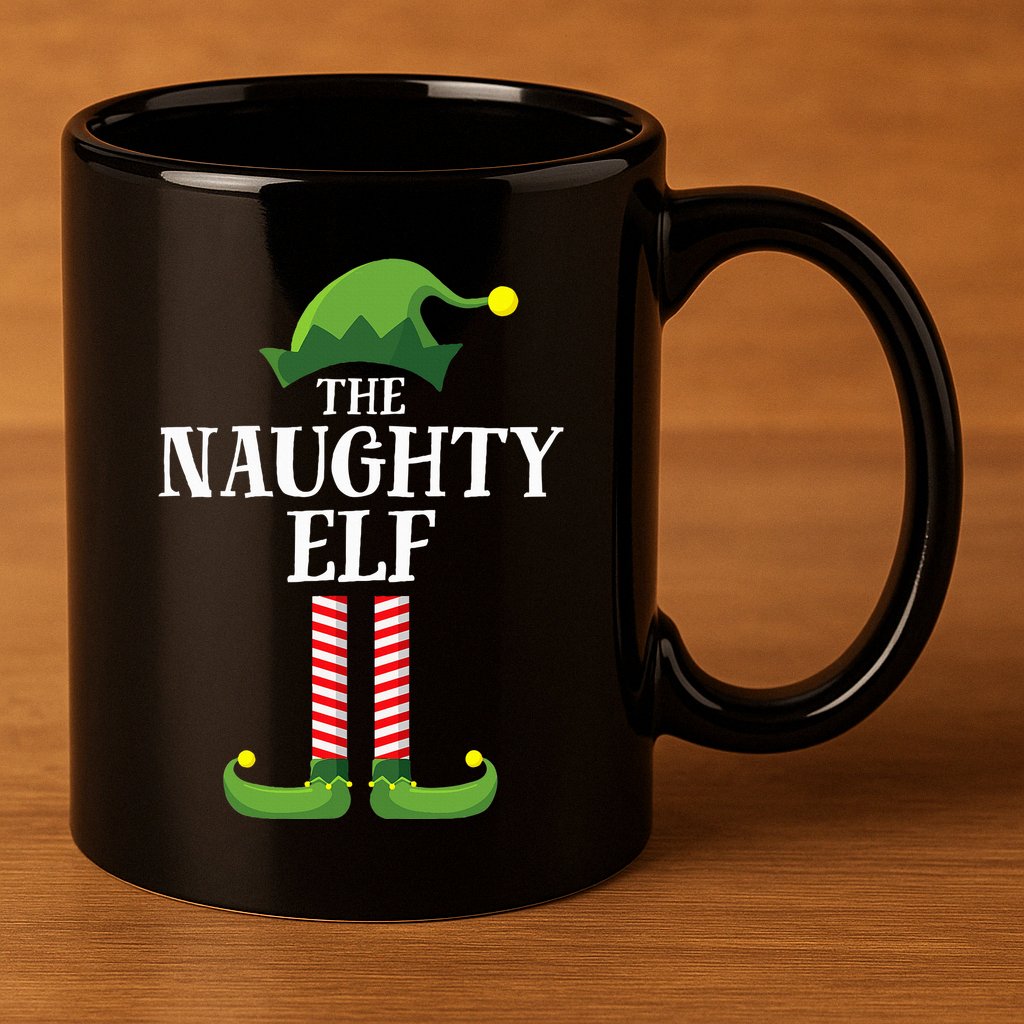 Naughty Elf Matching Family Group Christmas Party Pyjamas 11oz C Handle Ceramic Mug