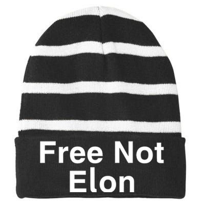 Not Elon Musk Free Not Elon Striped Beanie with Solid Band