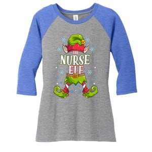 Nurse Elf Matching Family Group Christmas Party Gift Women's Tri-Blend 3/4-Sleeve Raglan Shirt