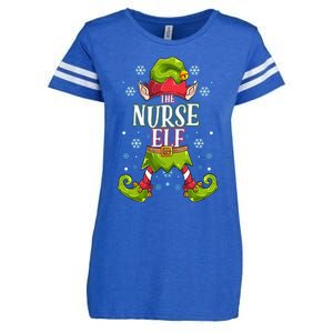 Nurse Elf Matching Family Group Christmas Party Gift Enza Ladies Jersey Football T-Shirt