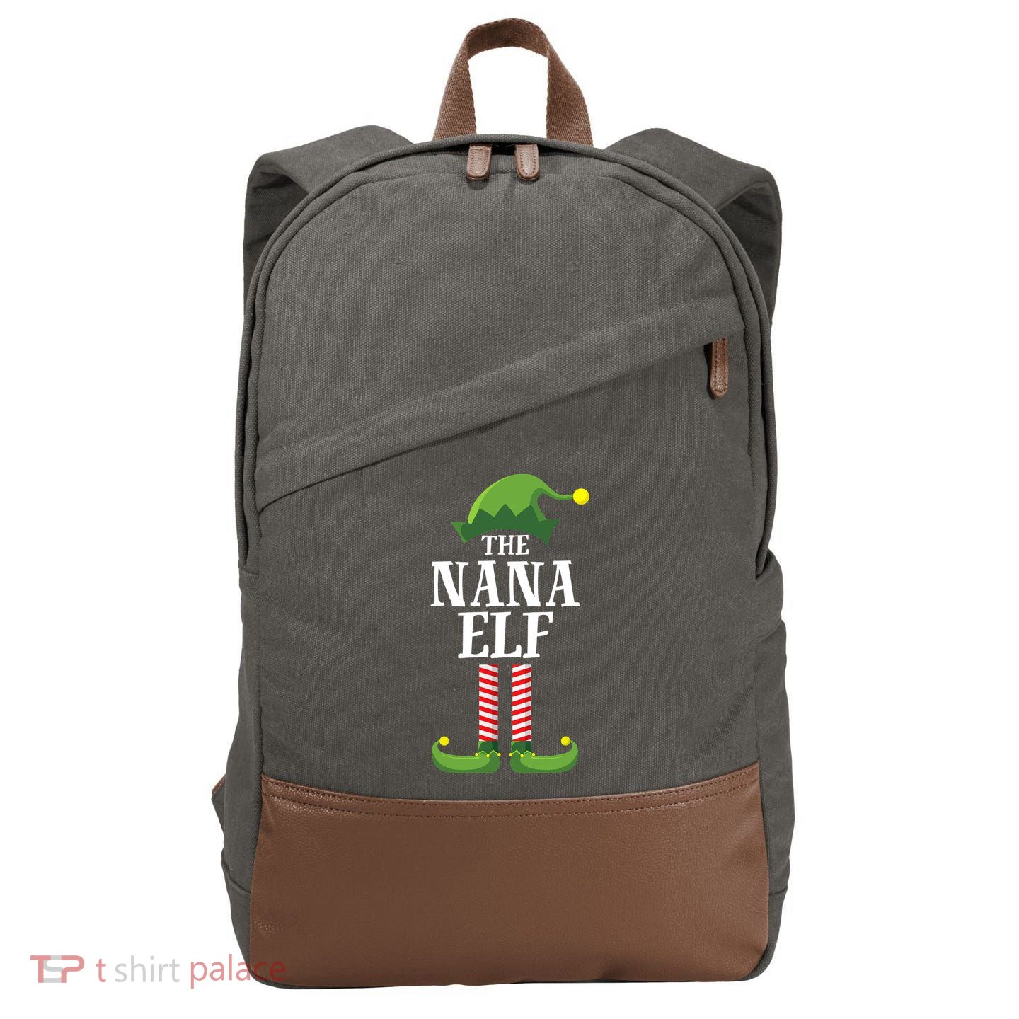 Nana Elf Matching Family Group Christmas Party Cotton Canvas Backpack