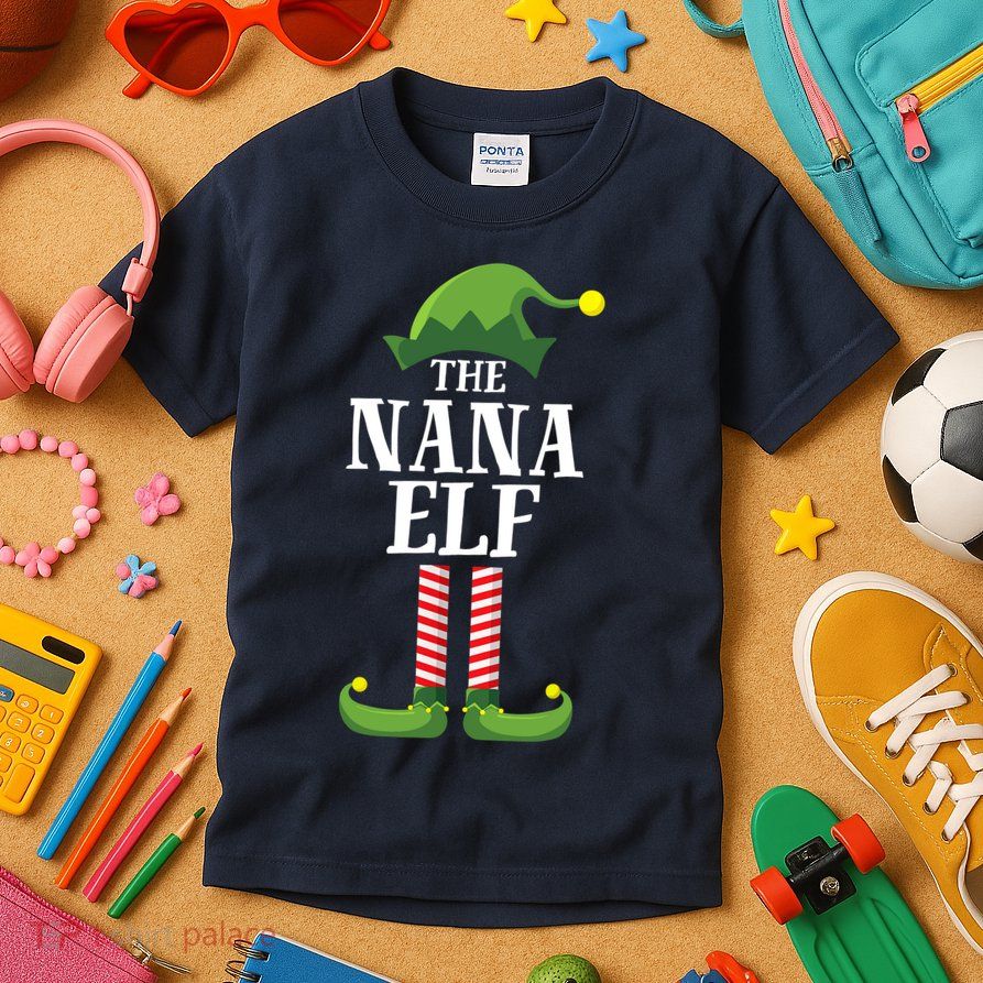 Nana Elf Matching Family Group Christmas Party Kids T-Shirt