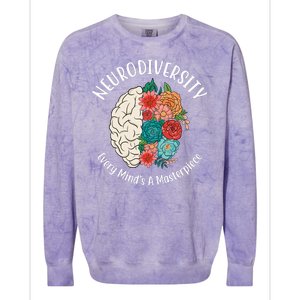 Neurodiversity Every Minds A Masterpiece Brain Floral Colorblast Crewneck Sweatshirt