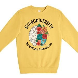 Neurodiversity Every Minds A Masterpiece Brain Floral Premium Crewneck Sweatshirt