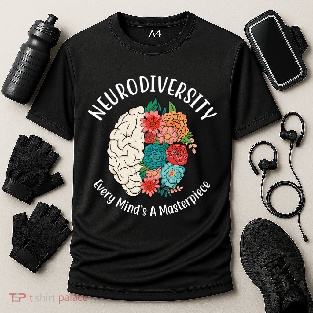 Neurodiversity Every Minds A Masterpiece Brain Floral Performance Shirt