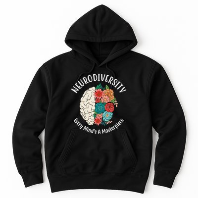 Neurodiversity Every Minds A Masterpiece Brain Floral Hoodie