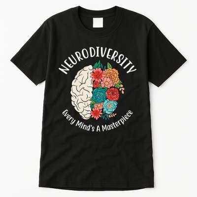 Neurodiversity Every Minds A Masterpiece Brain Floral Tall T-Shirt
