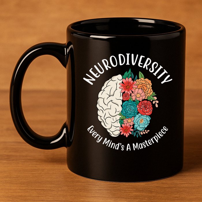 Neurodiversity Every Minds A Masterpiece Brain Floral 11oz C Handle Ceramic Mug