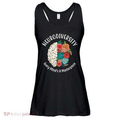 Neurodiversity Every Minds A Masterpiece Brain Floral Ladies Essential Flowy Tank