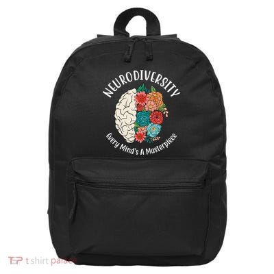Neurodiversity Every Minds A Masterpiece Brain Floral 16 in Basic Backpack