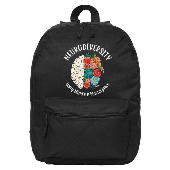 Neurodiversity Every Minds A Masterpiece Brain Floral 16 in Basic Backpack