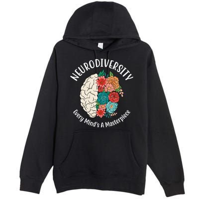 Neurodiversity Every Minds A Masterpiece Brain Floral Premium Pullover Hoodie