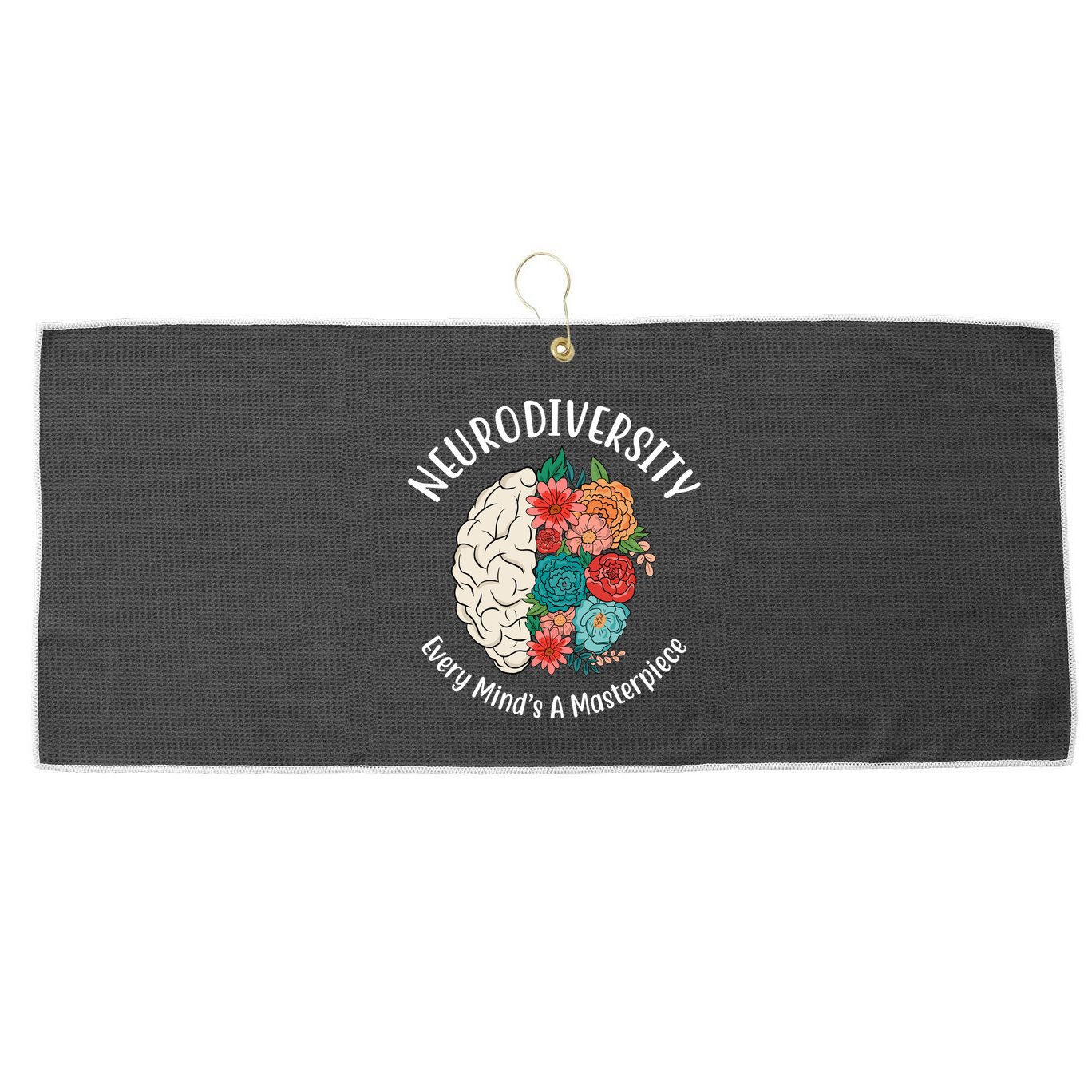 Neurodiversity Every Minds A Masterpiece Brain Floral Large Microfiber Waffle Golf Towel