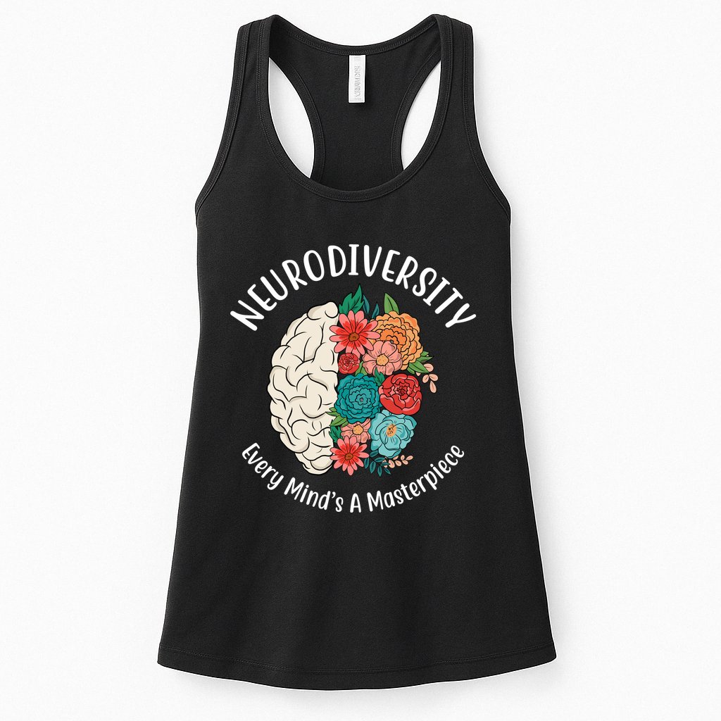 Neurodiversity Every Minds A Masterpiece Brain Floral Womens Tank Top