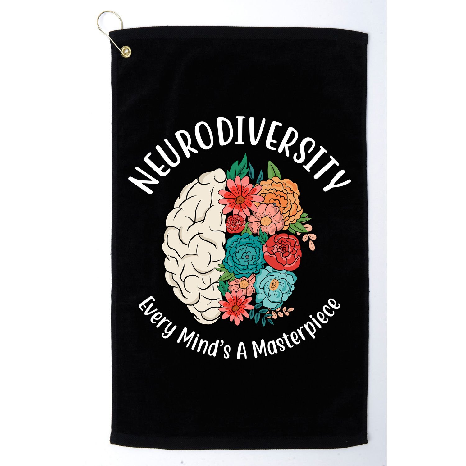 Neurodiversity Every Minds A Masterpiece Brain Floral Golf Towel