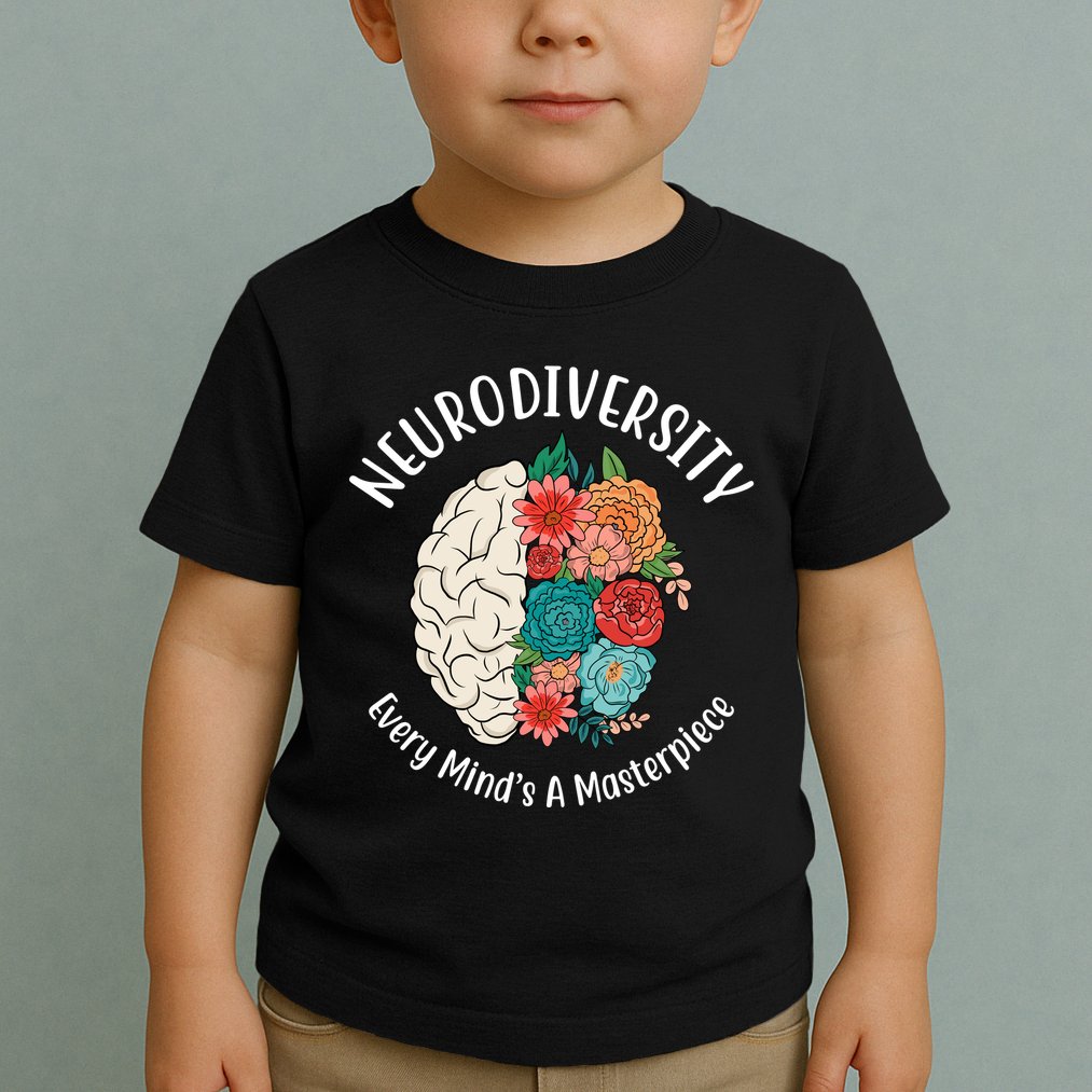 Neurodiversity Every Minds A Masterpiece Brain Floral Toddler T-Shirt