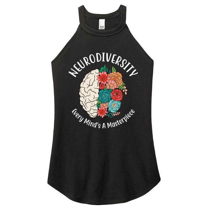Neurodiversity Every Minds A Masterpiece Brain Floral Women's Perfect Tri Rocker Tank