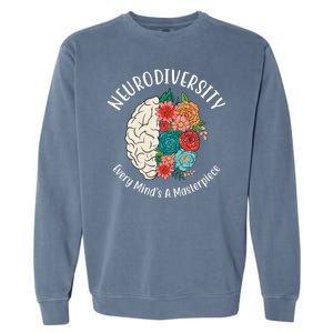 Neurodiversity Every Minds A Masterpiece Brain Floral Garment-Dyed Sweatshirt