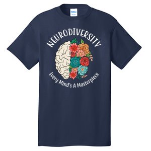 Neurodiversity Every Minds A Masterpiece Brain Floral Tall T-Shirt