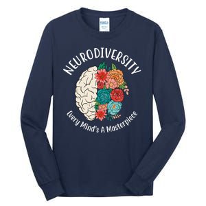 Neurodiversity Every Minds A Masterpiece Brain Floral Tall Long Sleeve T-Shirt