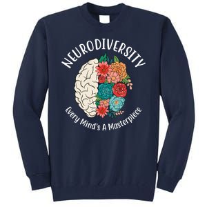 Neurodiversity Every Minds A Masterpiece Brain Floral Tall Sweatshirt