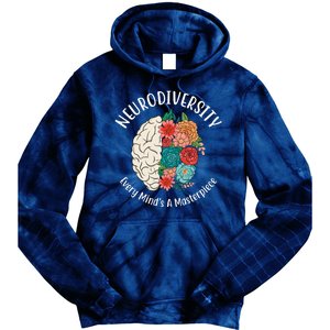 Neurodiversity Every Minds A Masterpiece Brain Floral Tie Dye Hoodie