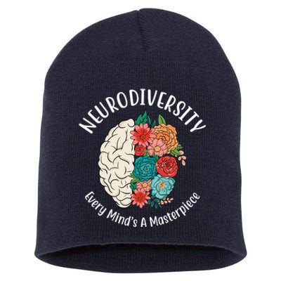 Neurodiversity Every Minds A Masterpiece Brain Floral Short Acrylic Beanie