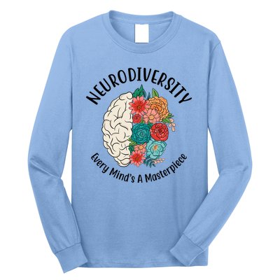 Neurodiversity Every Minds A Masterpiece Brain Floral Long Sleeve Shirt