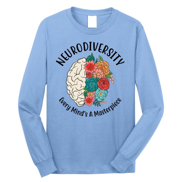 Neurodiversity Every Minds A Masterpiece Brain Floral Long Sleeve Shirt