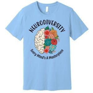 Neurodiversity Every Minds A Masterpiece Brain Floral Premium T-Shirt