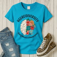 Neurodiversity Every Minds A Masterpiece Brain Floral Womens T-Shirt