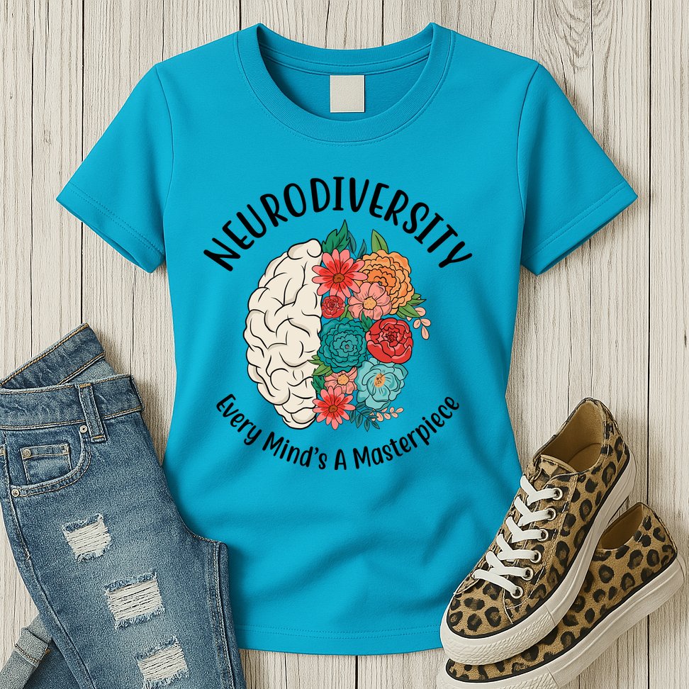 Neurodiversity Every Minds A Masterpiece Brain Floral Womens T-Shirt
