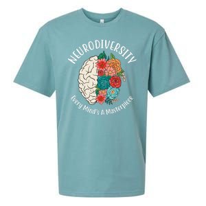 Neurodiversity Every Minds A Masterpiece Brain Floral Sueded Cloud Jersey T-Shirt