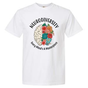 Neurodiversity Every Minds A Masterpiece Brain Floral Garment-Dyed Heavyweight T-Shirt