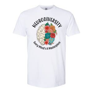 Neurodiversity Every Minds A Masterpiece Brain Floral Softstyle CVC T-Shirt