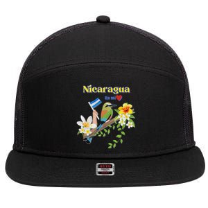 Nicaragua En Mi Corazon Patriotic Signs 7 Panel Mesh Trucker Snapback Hat