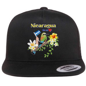 Nicaragua En Mi Corazon Patriotic Signs Flat Bill Trucker Hat