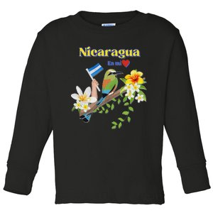 Nicaragua En Mi Corazon Patriotic Signs Toddler Long Sleeve Shirt