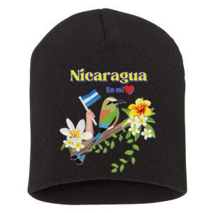 Nicaragua En Mi Corazon Patriotic Signs Short Acrylic Beanie